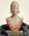 Pearl Kundan Necklace Set | Pink Meenakari Bridal Jewelry | Bollywood Wedding Tiered Set