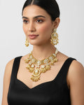 Handcrafted Pachi Kundan Choker Set  Royal White Gold Bridal Jewelry, Chandelier Earrings