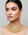 Handcrafted Pachi Kundan Collar Necklace Set  Ruby Emerald Pearl Choker  Antique Gold Bridal Haar