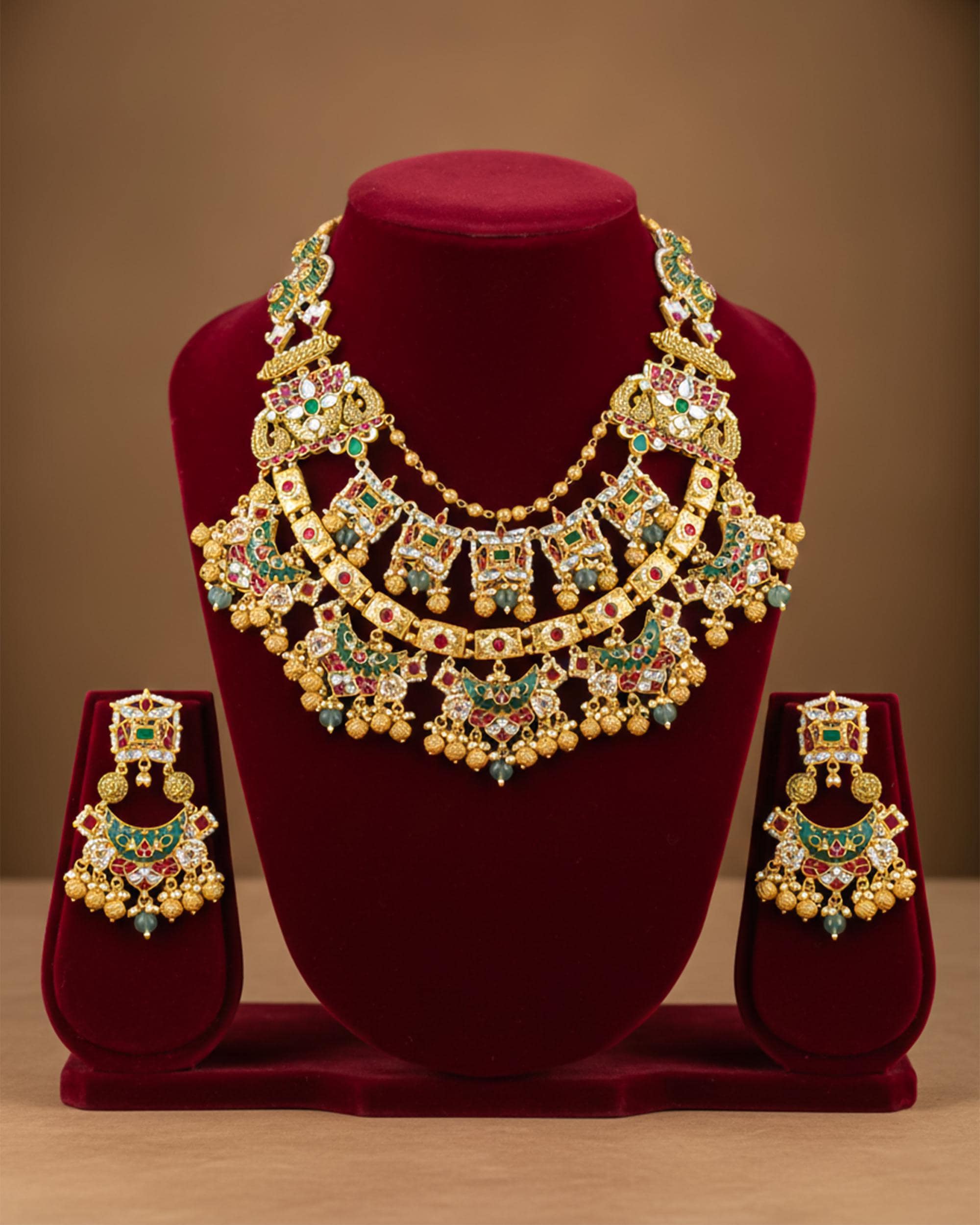 Handcrafted Pachi Kundan Choker Set  Emerald, Ruby, Pearls, Royal Bridal Jewelry