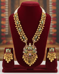 Antique Gold Pachi Kundan Choker Set  Pastel Mint Pink Tumbles, Statement Earrings