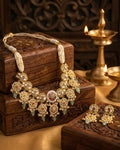 Antique Gold Pachi Kundan Choker Set  Mint Drops, Pink Enamel Paisley, Bridal Wedding Jewelry