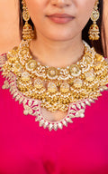 Heavy Kundan Choker Set | Pearl Bridal Necklace, Jhumkas, Antique Gold Finish