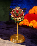 Traditional Kundan Hair Brooch | Gold-Toned Bridal Accessory with Green Stones, Pearls