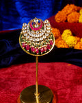 Traditional Kundan Hair Brooch | Pink Stone Bridal Accessory | Indian Wedding Braid Ornament