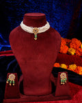 Elegant Multi-Strand Pearl Choker Set with Kundan & Mint Green Beads - Traditional Indian Jewelry