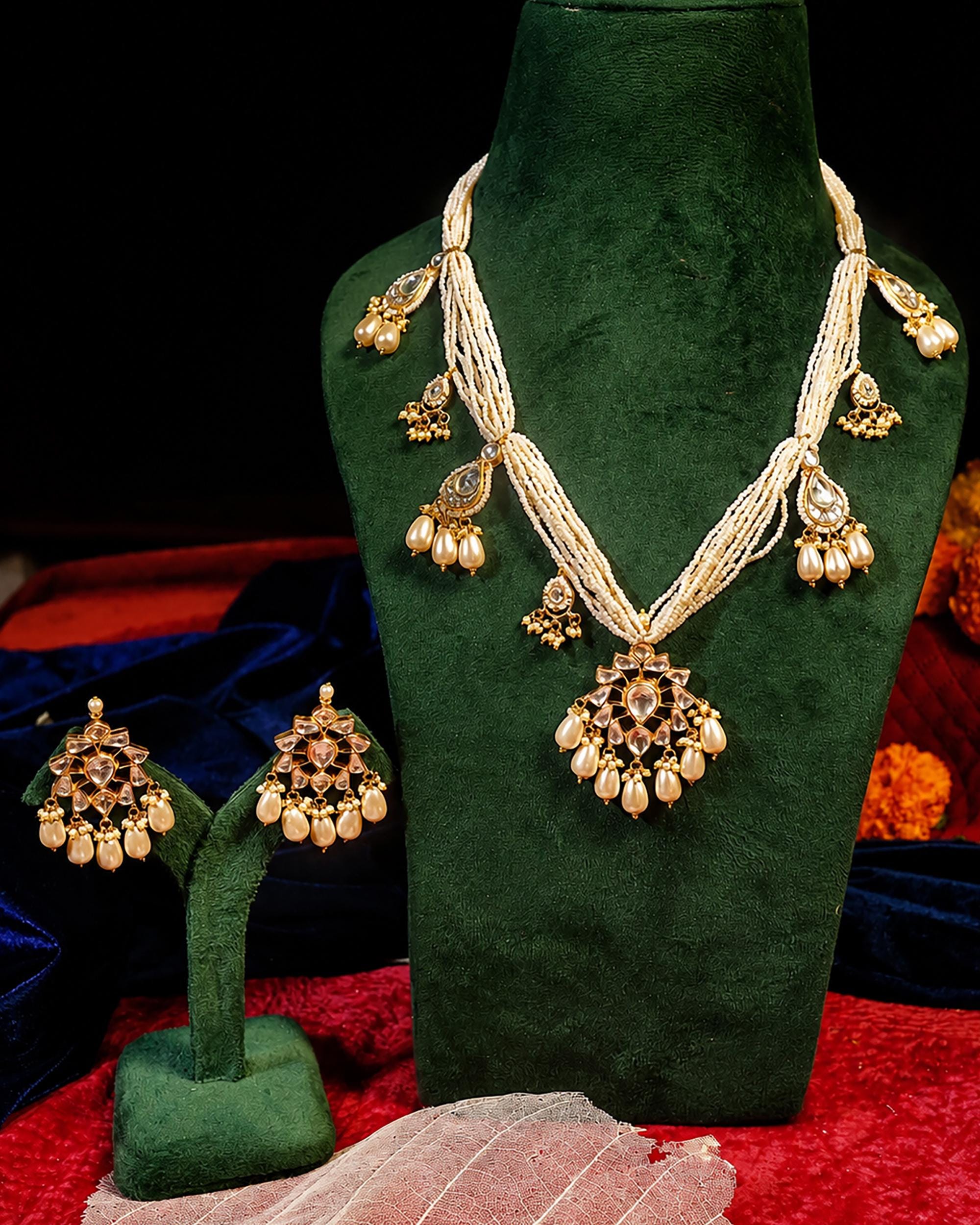 Handcrafted Kundan & Multi-Strand Pearl Statement Necklace - Traditional Indian Heritage Jewelry
