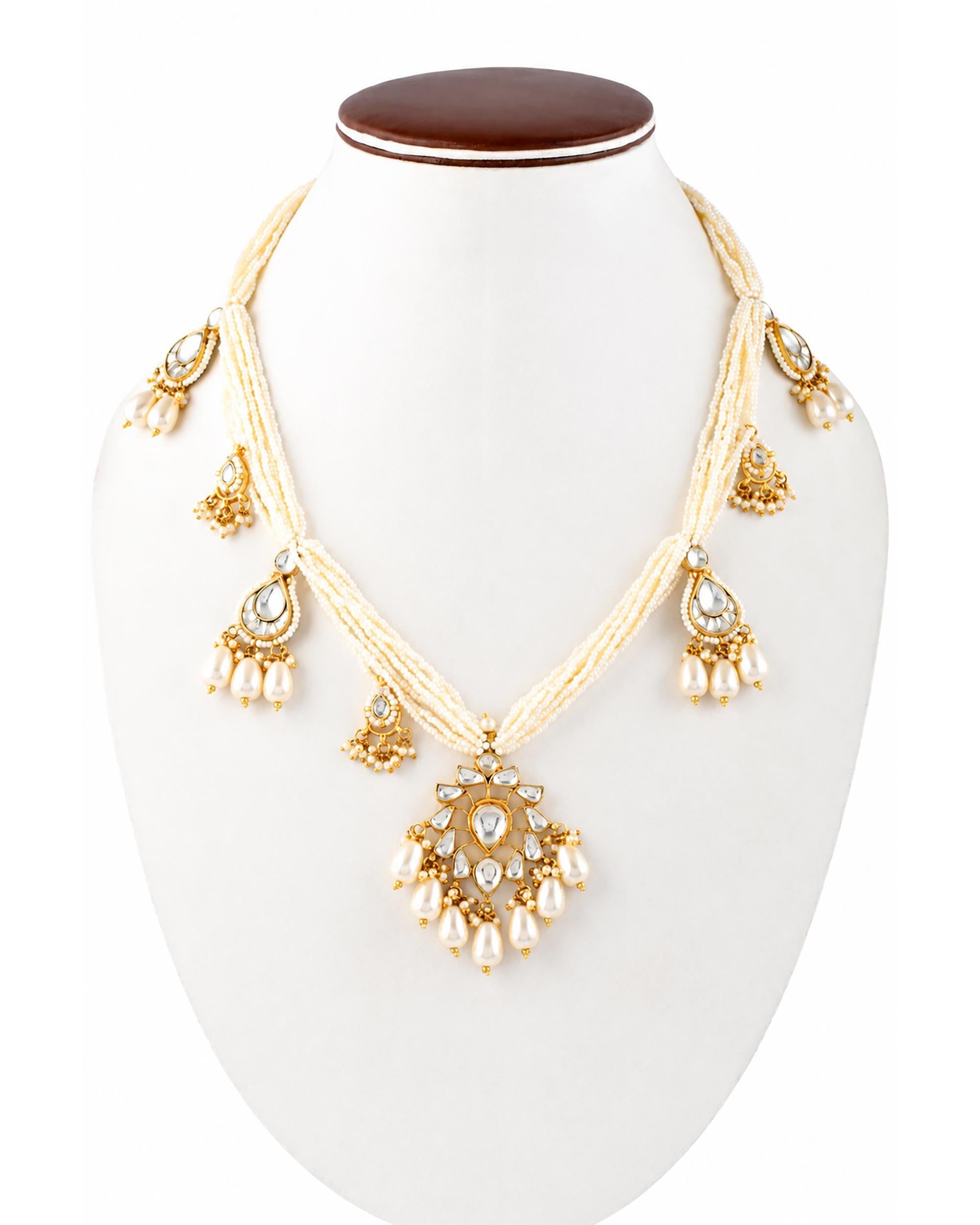 Handcrafted Kundan & Multi-Strand Pearl Statement Necklace - Traditional Indian Heritage Jewelry