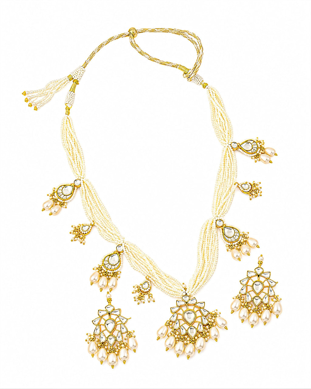Handcrafted Kundan & Multi-Strand Pearl Statement Necklace - Traditional Indian Heritage Jewelry