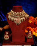 Regal Antique Gold Kundan Choker Set with Emerald Green Drops
