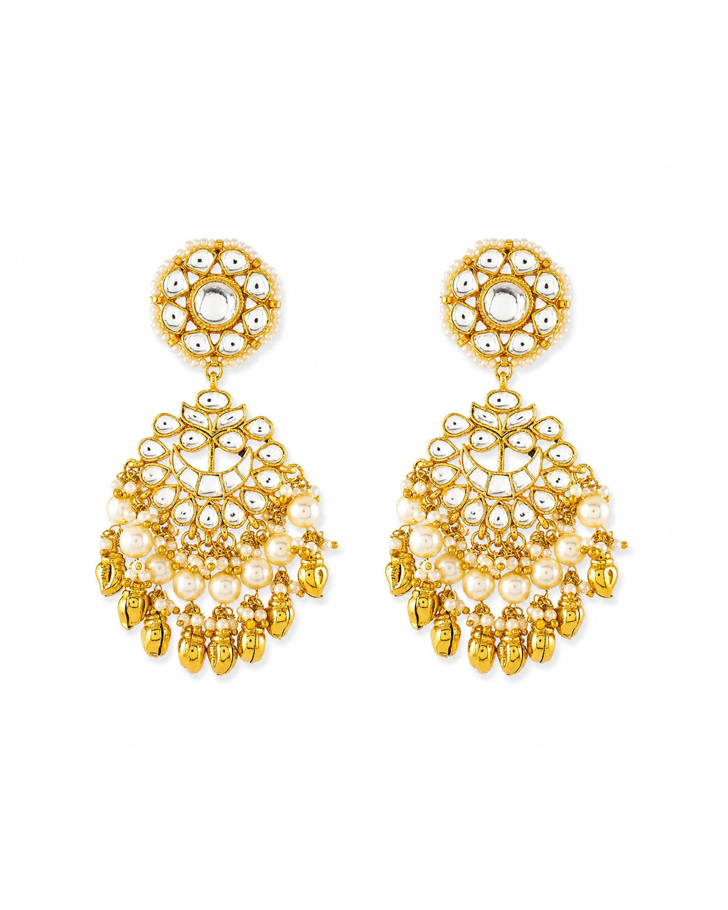 Classic Royal Kundan & Pearl Choker Set with Golden Bud Drops