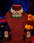 Traditional Handcrafted Kundan & Meenakari Multi-Strand Choker Necklace with Earrings