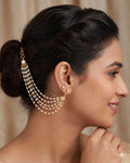 bridal ear chain Multi Layer Pearl Kaanchain, Traditional Indian Earring Support Chains, Kundan Moti Sahare Hair Jewelry,